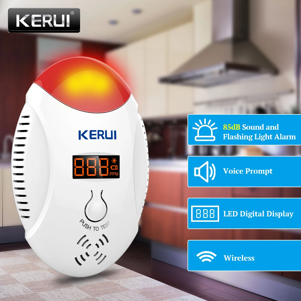 KERUI LED Digital Display Carbon Monoxide Detectors Voice Strobe Home Security Safety CO Gas Carbon Alarm Detector Sensor Alarm