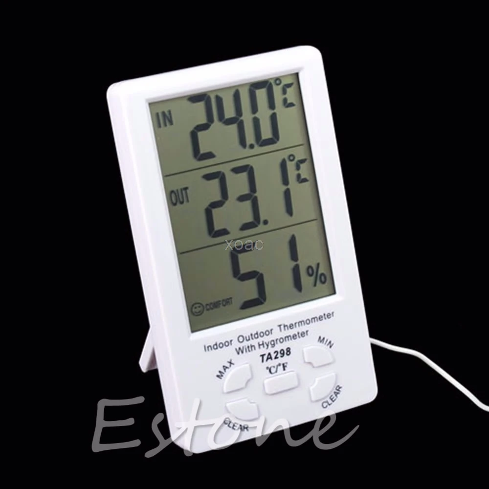 

1Pc For Digital Large LCD Outdoor Indoor Thermometer Hygrometer w/ Temperature Sensor M04 dropship