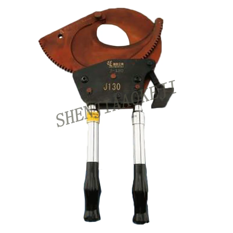 

Retractable ratchet cable cutter J130 Chrome handle Manual gear steel strand cutting pliers cable scissors 1pc
