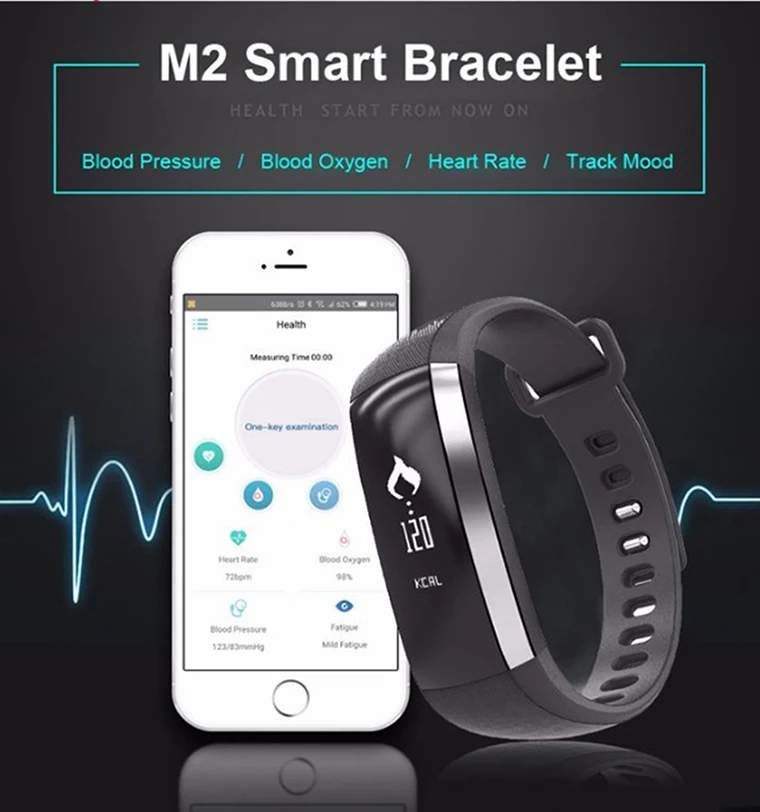 Hot Sale M2 Smart Bracelet Blood Pressure Heart Rate Monitor Fitness Smart Wristbands IP 67 Swimming Bracelet For Men Gift (2)