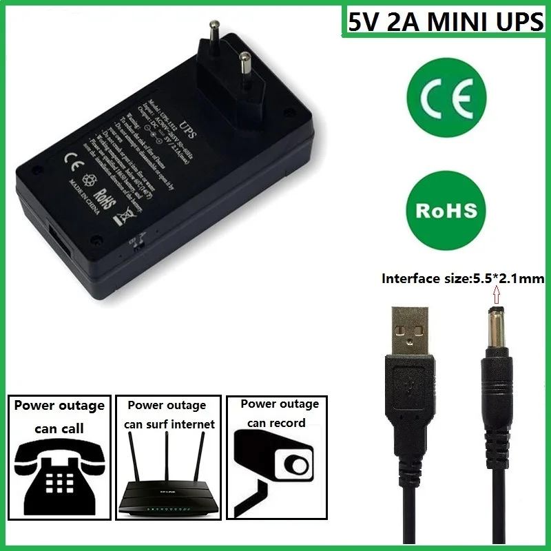 5V2A AC to DC Mini Adapter Uninterruptible Power