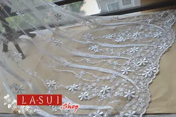 

White elegant refinement NICE 1.35m Super soft Embroidered skirt formal dress Clothes Fabric DIY