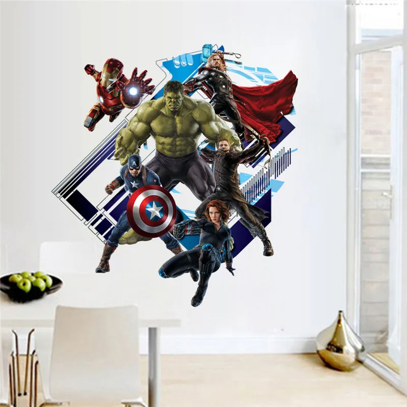 60*60 см супергероя Новые Мстители 4 эндшпиль DIY 3D Стикеры Детская комната украшения