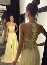 Yellow Prom Kleider Oansatz Sleeveless Langes Formal Pageant Abendkleid Promi Langes Kleid Vestidos De Novia