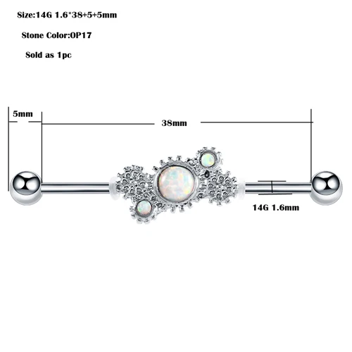 1 шт. кольцо для пирсинга носа из стального опалового камня для сосков, губ, пирсинга бровей, серьги, кольца, ювелирные изделия для тела - Окраска металла: H1908