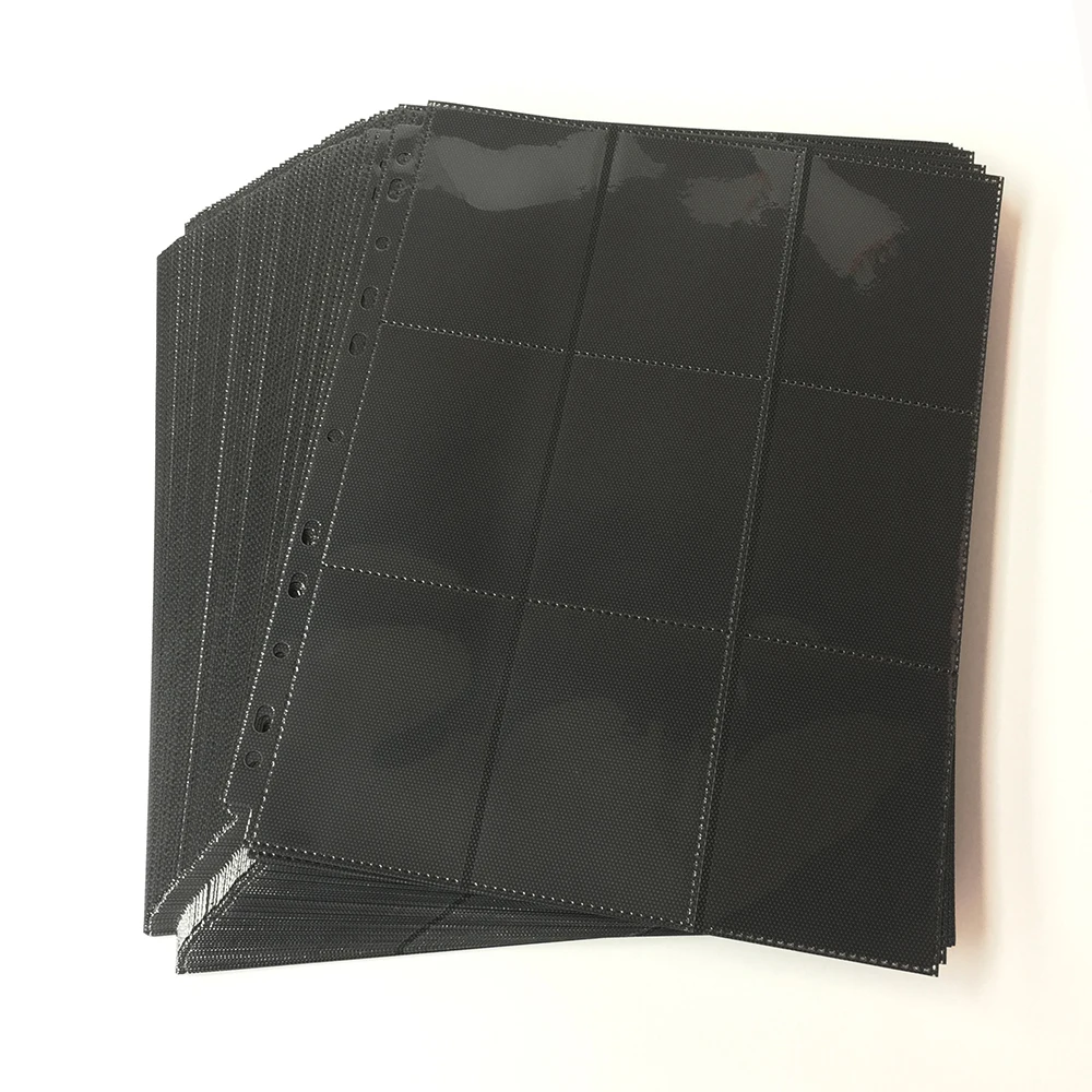 

100 Pages, 1800 Pockets Side Loading Black Color Series Card Page Protector for Standard Size Board Game Cards