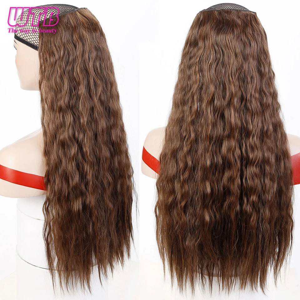 WTB длинные Кукуруза кудрявая волос 5 клипсов в наращивание волос для женщин синтетический калри Жаростойкие поддельные волосы штук