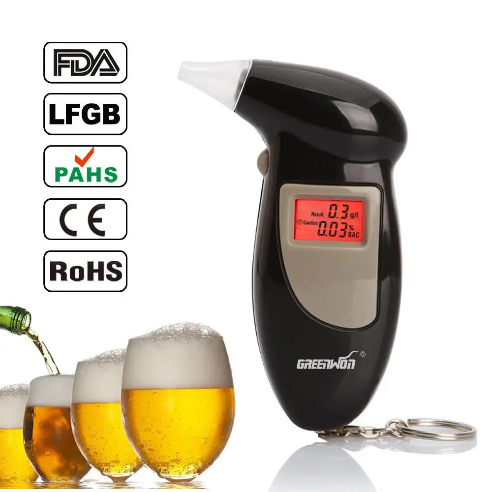 2019 greenwon 68 s جديد abs المواد اللون الأسود الرقمية المفاتيح الكحول/صالح جهاز اختبار شرب الكحوليات مع الأحمر الخلفية