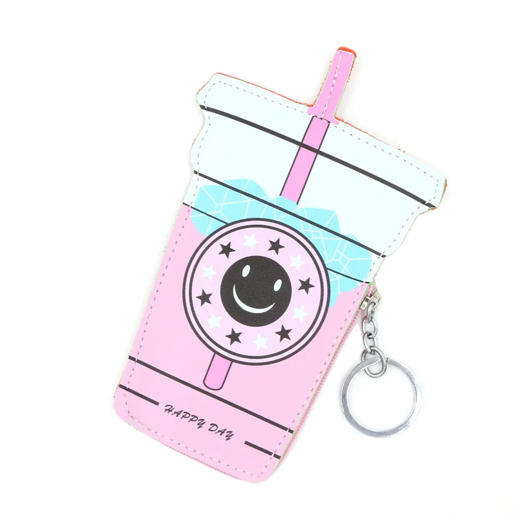 

bags Women Cartoon Coin Purses Handbags Cute Icecream Bottle Leather Pouch zipper Key Packet