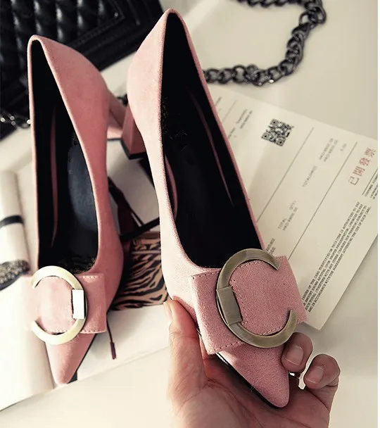 thick heel  women's pumps Bow pointed toe single shoes small size 30-33 black high-heeled shoes