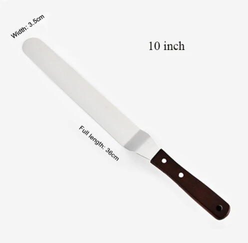 angled 10inch 4/6/8/10 дюймов Нержавеющая сталь лопатка для торта соблазнительный крем масло для защиты от обледенения глазурь Ножи гладкой Кухня Кондитерские инструменты для украшения торта - Цвет: angled 10inch