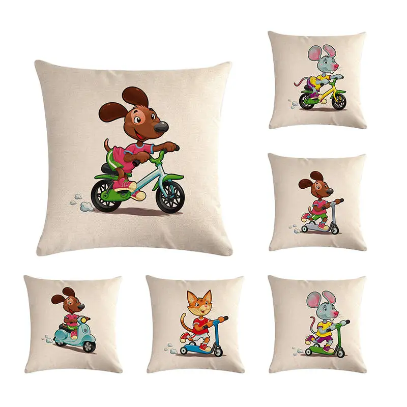 

Cartoon Cat Mouse Pillow Cushion Cover By Bike Large Linen Cotton Decor Sofa Sunset Throw Pillowcase ZY603