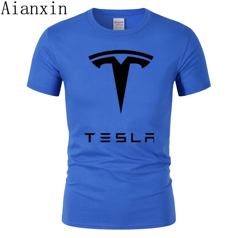 

2019 New Tesla Men T Shirts Short Sleeve Round Neck Ringer Letter Printed cotton Male Tees Casual Boy t-shirt Tops many colors