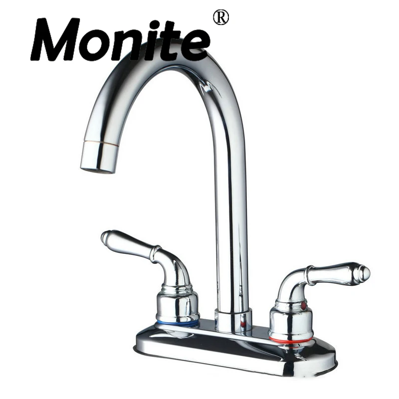 

Kitchen Faucet Bathroom Faucets Double Handles Swivel Spout Faucet Chrome Finish Deck Mounted Water Mixer Tap