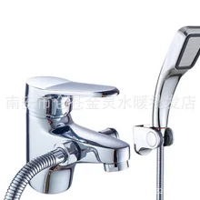 Полностью медный кран с одним отверстием для горячей и холодной раковины, смеситель для душа, смеситель для умывальника+ квадратная душевая головка под давлением+ трубка