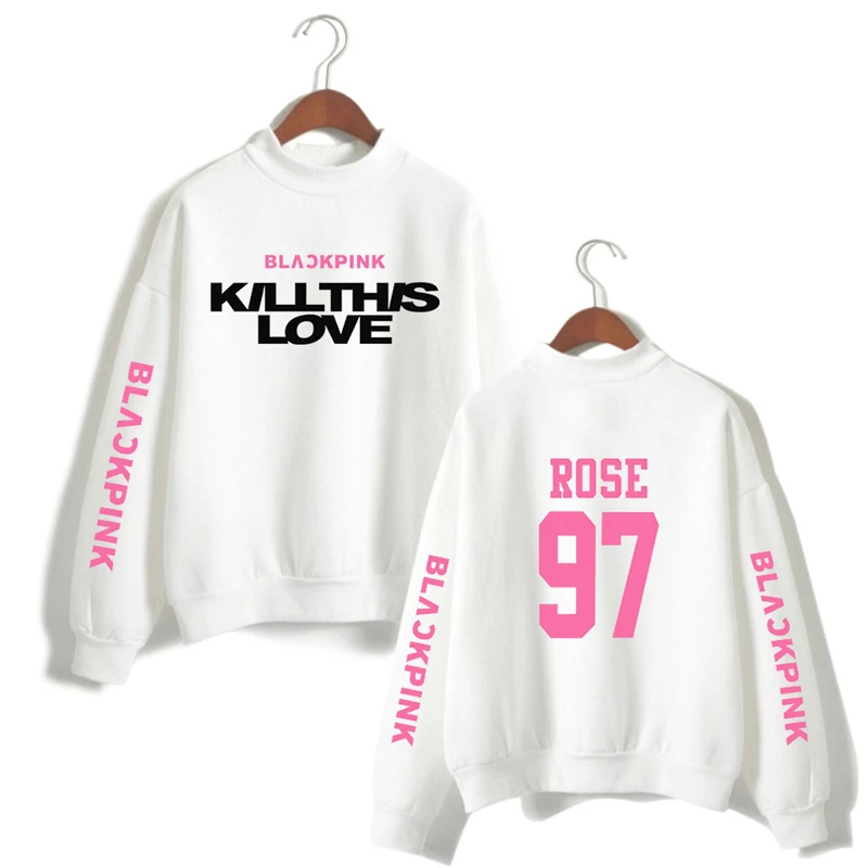 Blackpink Hoodie High Neck Black Pink Tracksuits Kill This Love Sweatshirts Ladies Oversized Kpop Clothing Hoodies Womens
