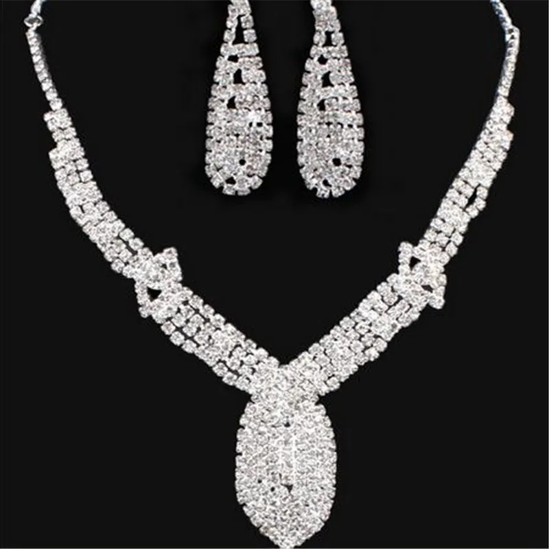 New Women Multi Imitation diamonds earrings Necklace Set Fashion