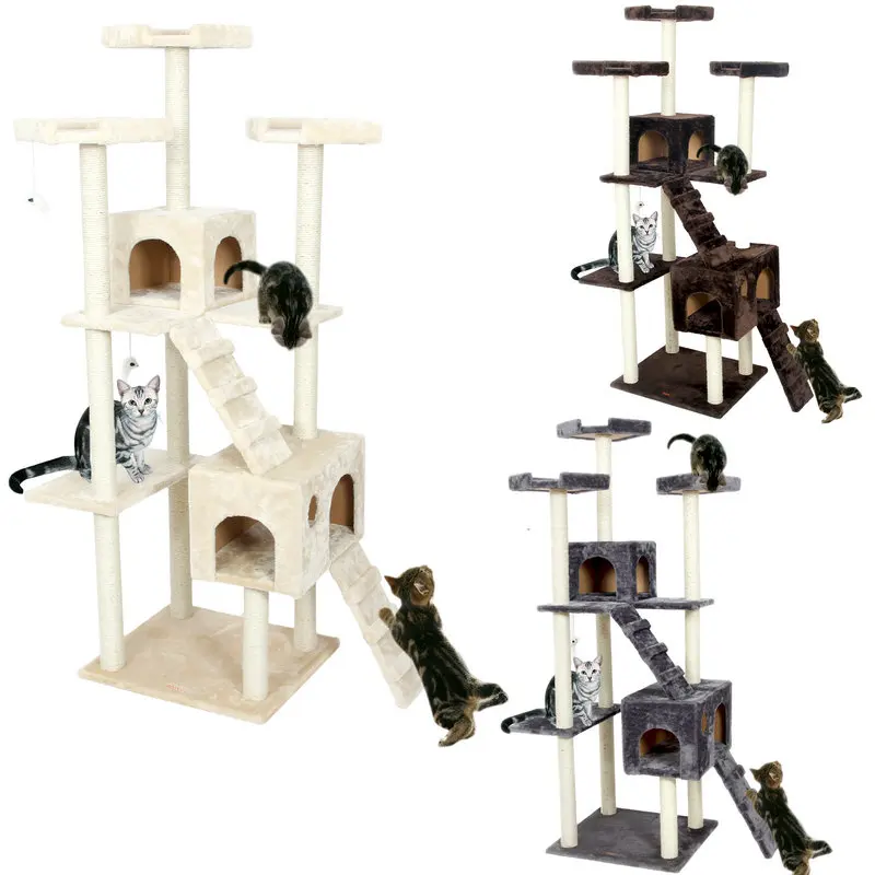 Domestic Delivery Big Cat Tree Tower Condo Furniture Scratch Post Cat Jumping Toy with Ladder for Kittens Pet House Play Domestic Delivery Big Cat Tree Tower Condo Furniture Scratch Post Cat Jumping Toy with Ladder for Kittens Pet House Play