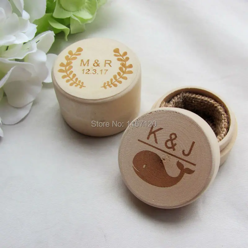 

2016 new Personalized Round Rustic Wedding Wooden Ring Box Ring Bearer Wedding Ring Pillow