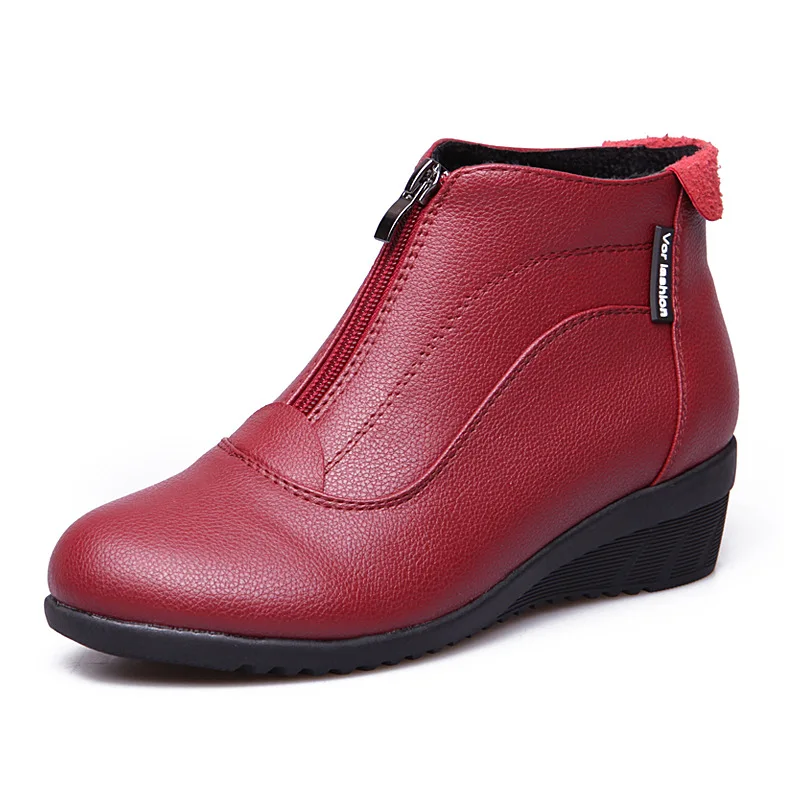 

Fashion Black Boots Women Ldies Wedges Shoes Woman Ankle Boots Spring Autumn Winter Soft Leather Shoes Female