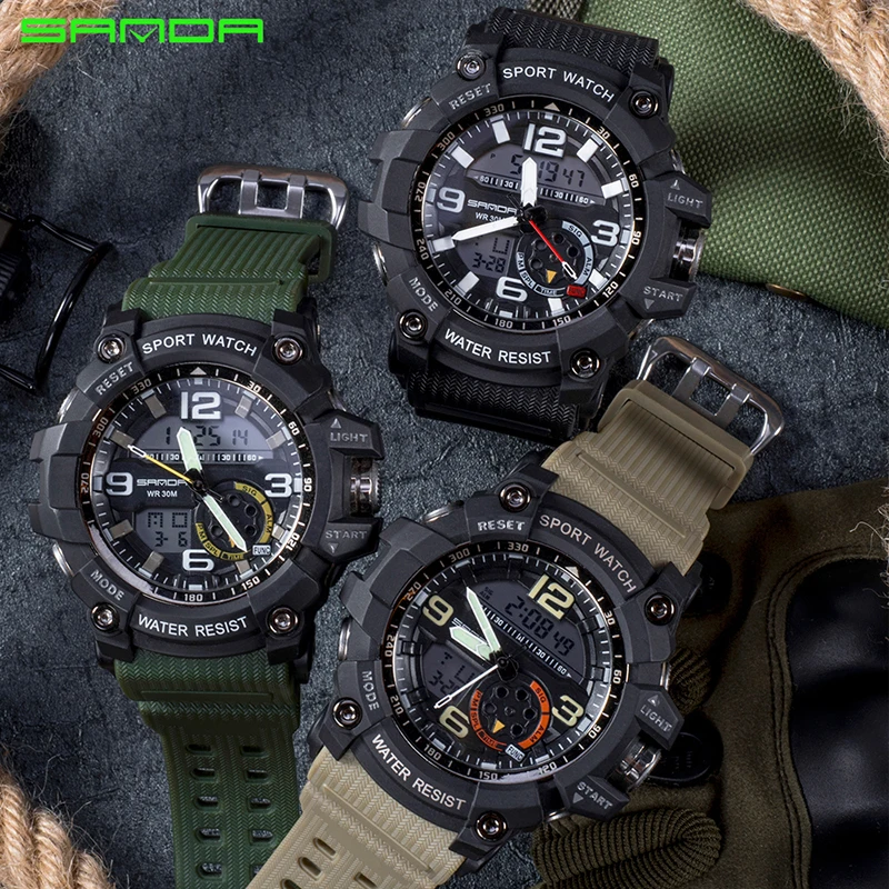 Cena Moda mężczyzna zegarek 2017 SANDA luksusowa tarcza marka analogowy cyfrowy LED elektroniczny zegarek sportowy mężczyzna zegar hodinky relogio masculino