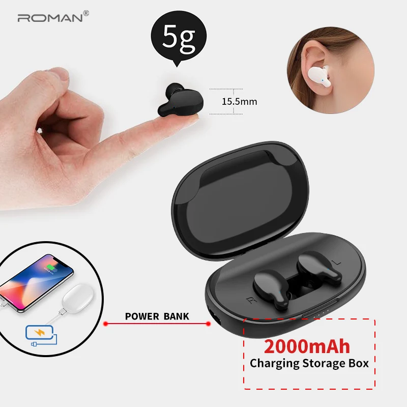 Roman Bluetooth 5 0 наушники TWS беспроводные Blutooth Handsfree спортивные с упаковкой|Наушники и