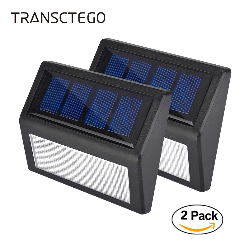 2PCS 6 LED Solar Powered Wall Light Outdoor Stair Step