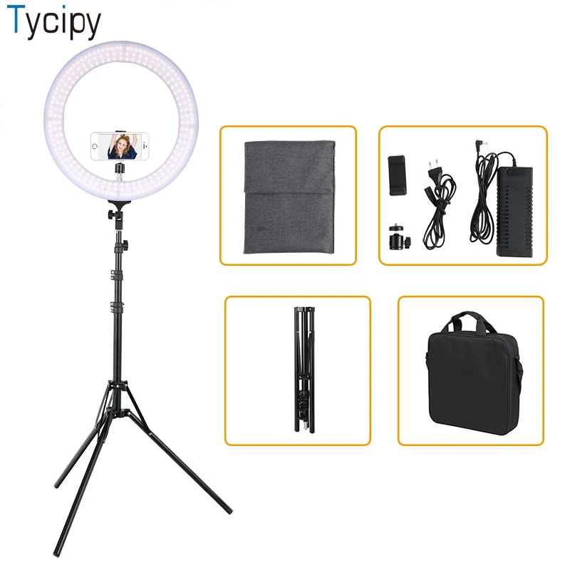 Tycipy 18&quot Ring Light Dimmable Photography 55W 5500K 240 LED Camera for Photo / Studio Telephone Video For Nikon | Электроника
