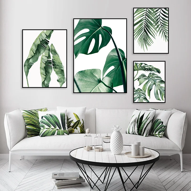 

Tropical Palm Banana Leaf Canvas Painting Green Plant Nordic Style Wall Painting Living Room Minimalist Art Wall Poster Picture