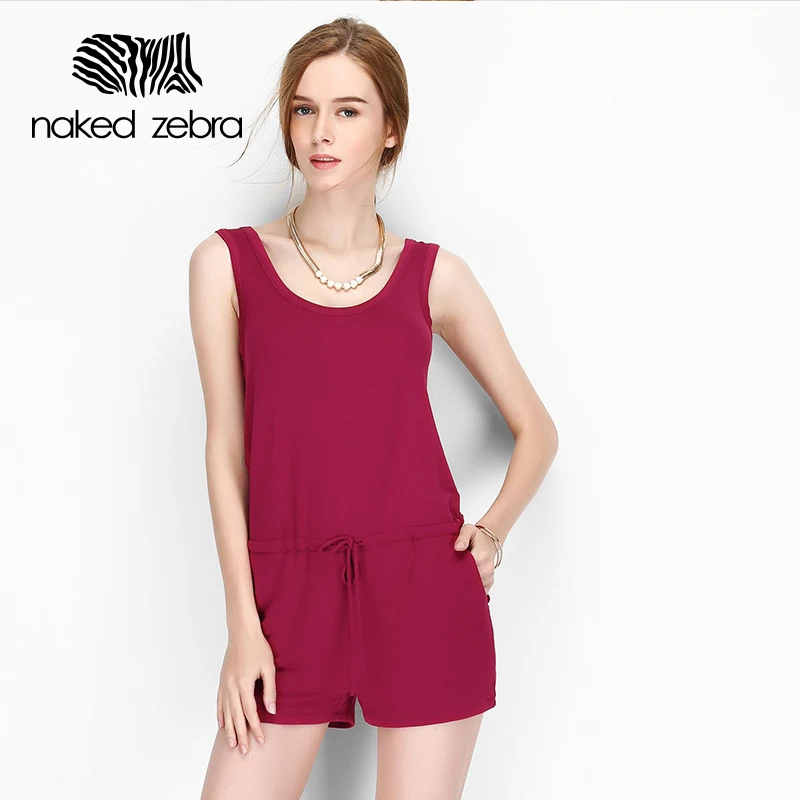 NAKED ZEBRA Women Tank Top Jumpsuits Summer Casual Shorts Sleeveless Fashion&Sexy Style Short Femme Pure Color Vest Jumpsuits