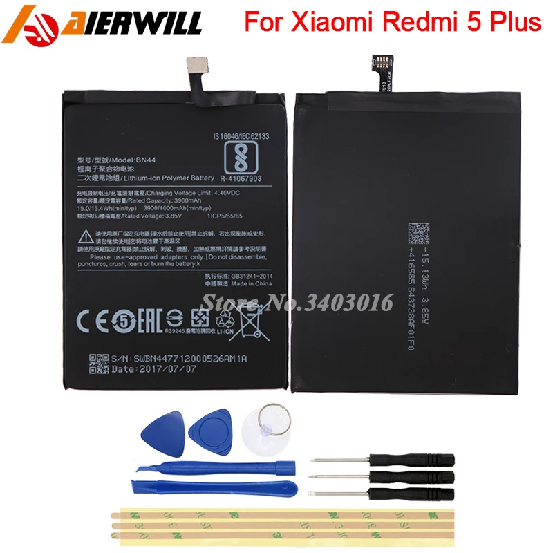 Аккумулятор BN44 для Xiaomi Hongmi Redmi 5 plus Batterie Bateria Batterij аккумулятор 4000 мАч + Инструменты |