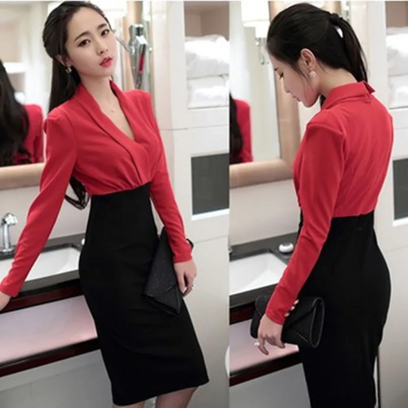 Женское платье карандаш с V образным вырезом|vestido de festa|high quality women dresswomen business dress |