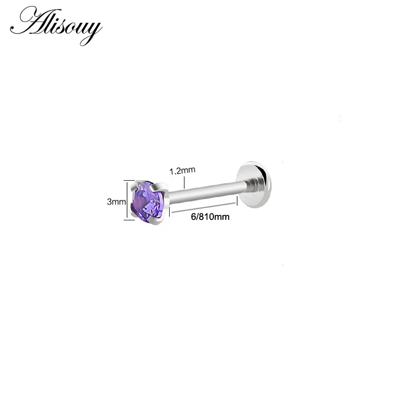 HTB15M96fDZmx1VjSZFGq6yx2XXaL - Alisouy 1pc Surgical Steel Ear Cartilage Tragus Helix Piercing Labret Lip Studs Ring Internally Thread 16g 6/8/10mm Body Jewelry