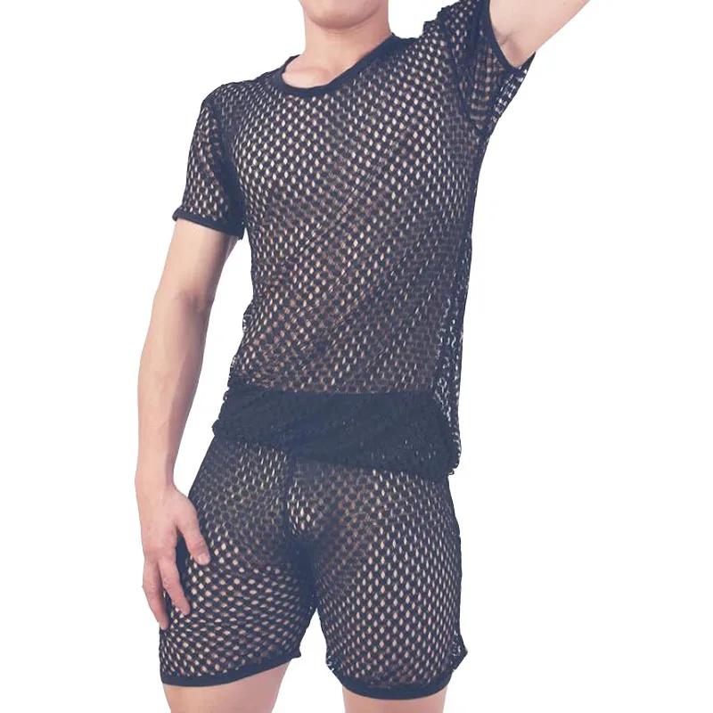 KWAN. Z Мужская пижама одежда для геев дышащая ropa gay camiseta прозрачная hombre рубашка