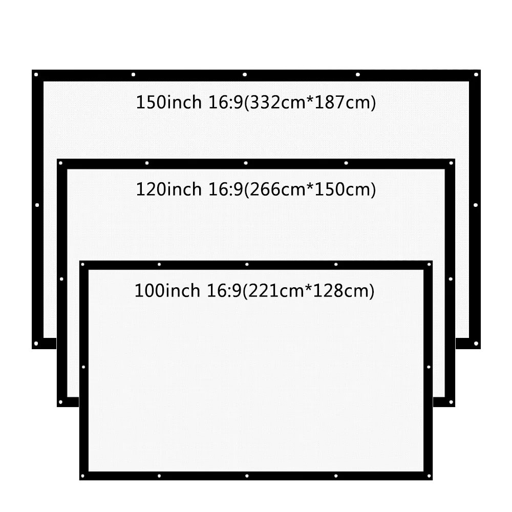 Rigal Портативный 100 120 150 дюймов проекции Экран 3D HD Настенный проектор Экран холст 16:9 белый Экран дома Театр пленка