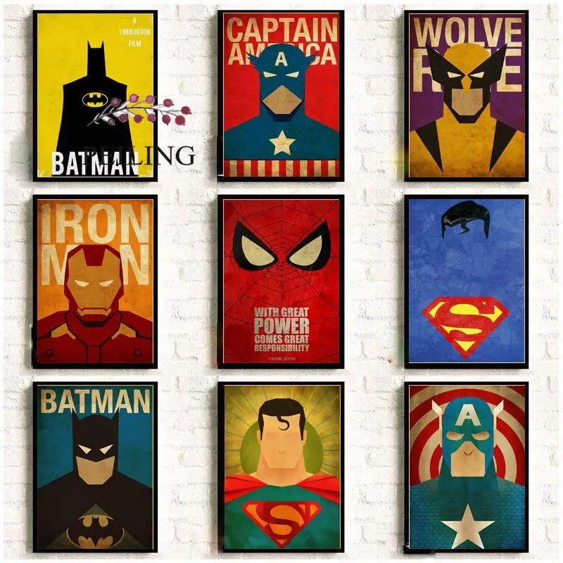 

Marvel Minimal Super Heroes Canvas Painting Modern Wall Art Nordic Home Decoration Pictures