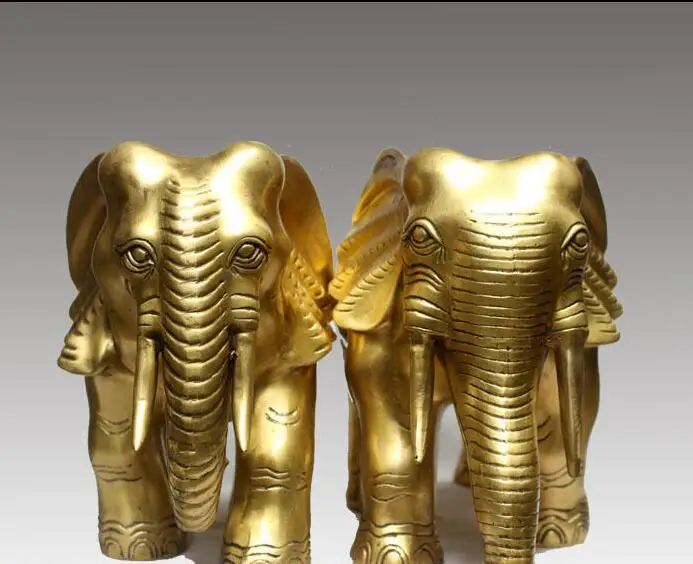 

11" China Bronze Feng Shui A pair Lucky Elephant Statue