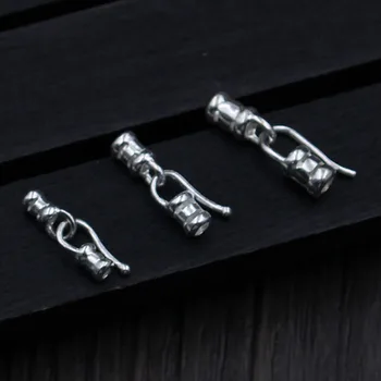 

100% 925 Sterling Silver Round Leather Cords End Cap Clasps Necklace Bracelets Connector Clasps DIY Jewelry Making Accessories