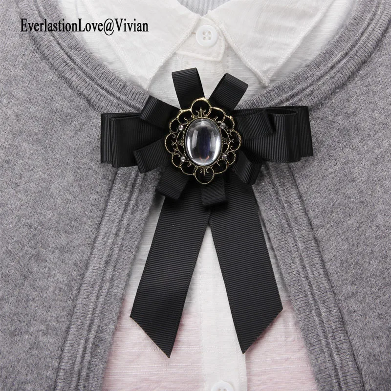 New Bow Acrylic Women Brooches Pins ribbed band Fabric Bowknot Tie