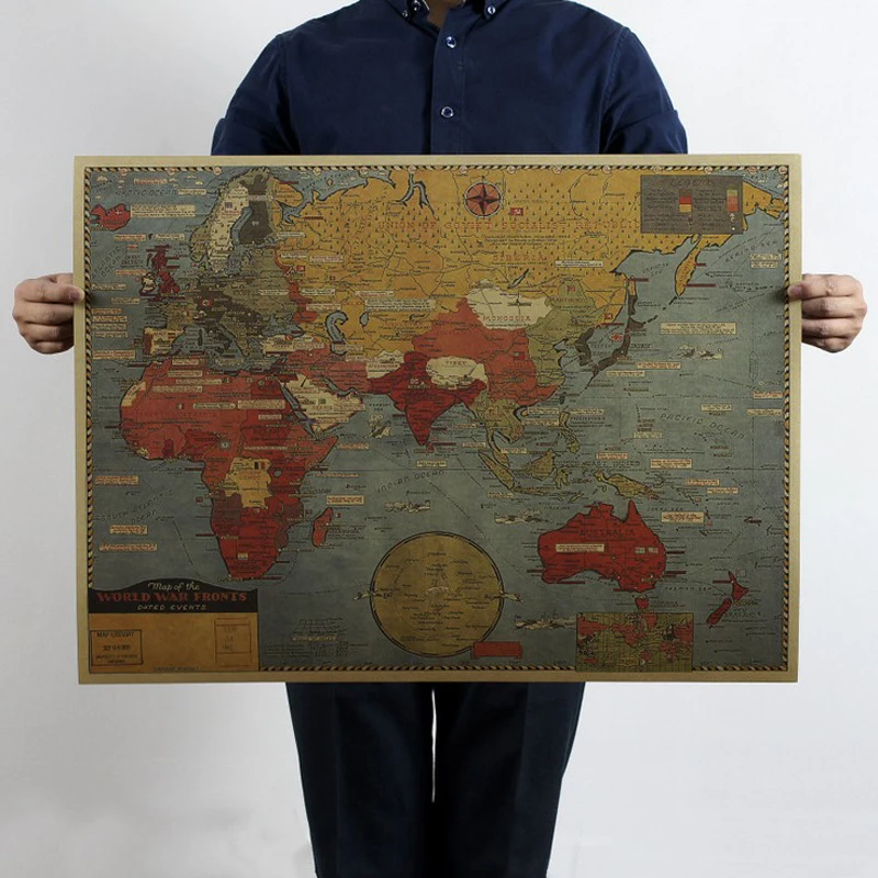 

Free shipping,world war Situation chart earth map 70x51.5cm/kraft paper/bar poster/Retro Poster/decorative painting