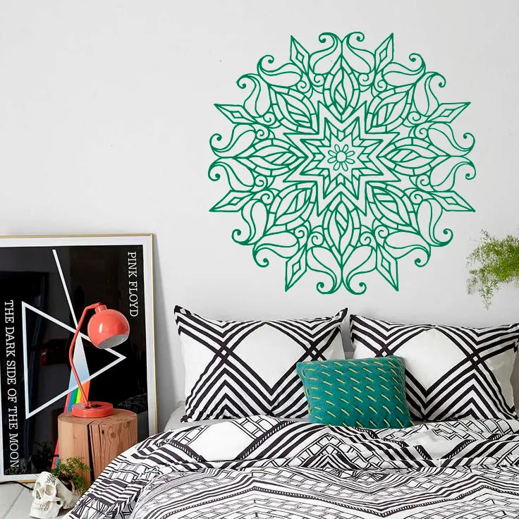 

Removable Mandala Moroccan Flower Wall Sticker Indian BohemianYoga Home Decor Murals Art Living Room Vinyl Sticker W-30
