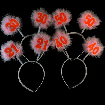 

Birthday party DIY decoration Pink feather white headband Anniversary orange 21 30 40 50 happy birthday event party supplies