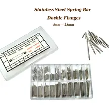 300 шт двойные фланцы из нержавеющей стали, 8-28 мм, ремешок для часов, пружинные стержни, застежка-шпилька, инструмент для часовщика