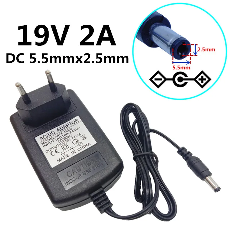 19V 2A AC to DC power adapter AC 100V 240V Converter DC 19V 2000mA ...