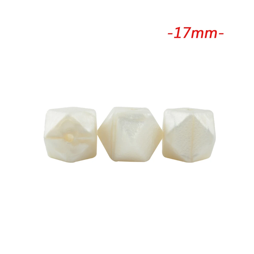 pearl white LOFCA 20 шт Силиконовые шестигранные шарики 17 мм BPA Бесплатно Детские Прорезыватели жевательные бусины Детские игрушки DIY соска цепочка Ожерелье Изготовление - Цвет: pearl white