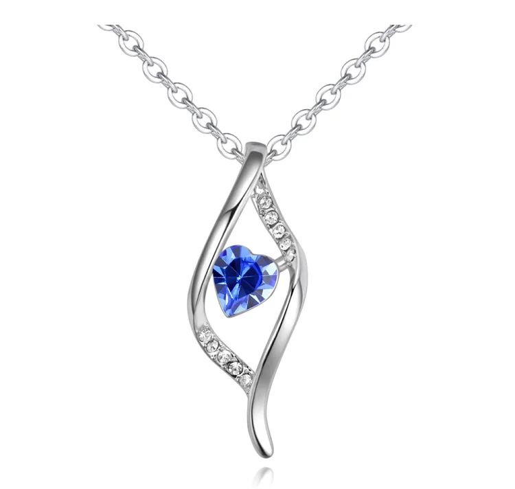 Модный кристалл от Swarovski сердце кулон и ожерелья романтические драгоценности серебряный цвет для женщин свадьба девушка жена подарки