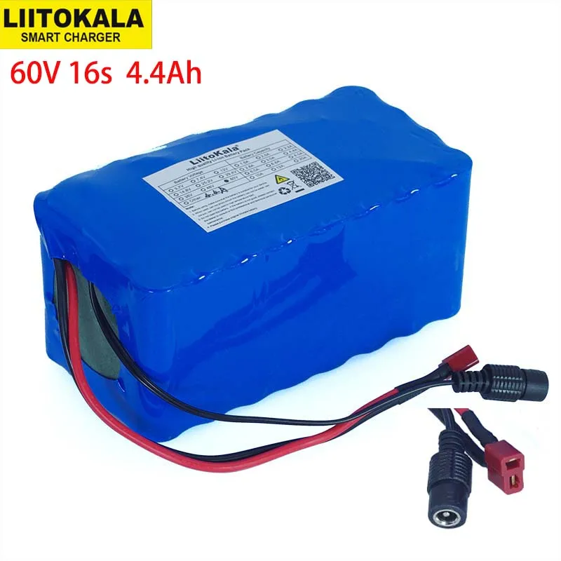 

LiitoKala 60V 16S2P 67.2V 4.4A 18650 Li-ion Battery Pack 4400mAh Ebike Electric bicycle Scooter with 20A discharge BMS 1000Watt