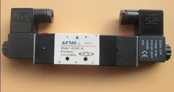 

Free Shipping 5pcs Air Solenoid Valve 5 Port 3 Position 1/4" Inner Guide 4V230-08