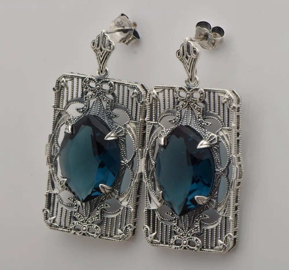 

European folk literature and art 925 sterling silver restoring ancient ways sapphire earrings eardrop free shipping