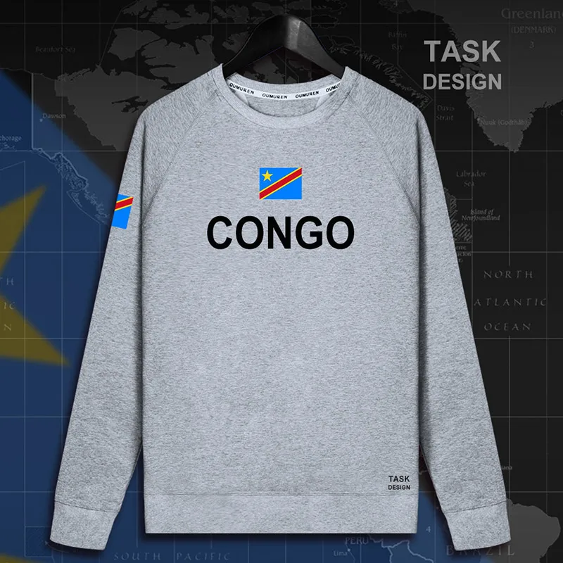 DR Congo COD DRC DROC Congo-Kinsha, мужская толстовка с капюшоном, пуловеры, толстовки, Мужская толстовка, новая уличная одежда, спортивная одежда - Цвет: roundneck-gray